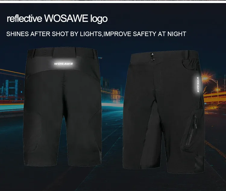 WOSAWE Water Repellent Men's Cycling Shorts 4 Color Breathable Loose MTB Riding Road Mountain Bike Downhill Outdoor Sports Short WOSAWE Water Repellent Men's Cycling Shorts 4 Color Breathable Loose MTB Riding Road Mountain Bike Downhill Outdoor Sports Short