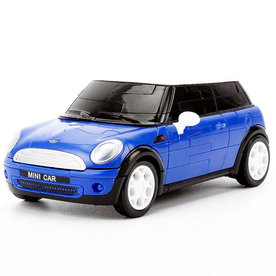 64 шт. Mini Cooper 1:32 лицензированный 3-D Автомобиль DIY Головоломка модель строительные наборы набор, Детские забавные автомобильные наборы игрушка, синий и желтый - Цвет: Blue