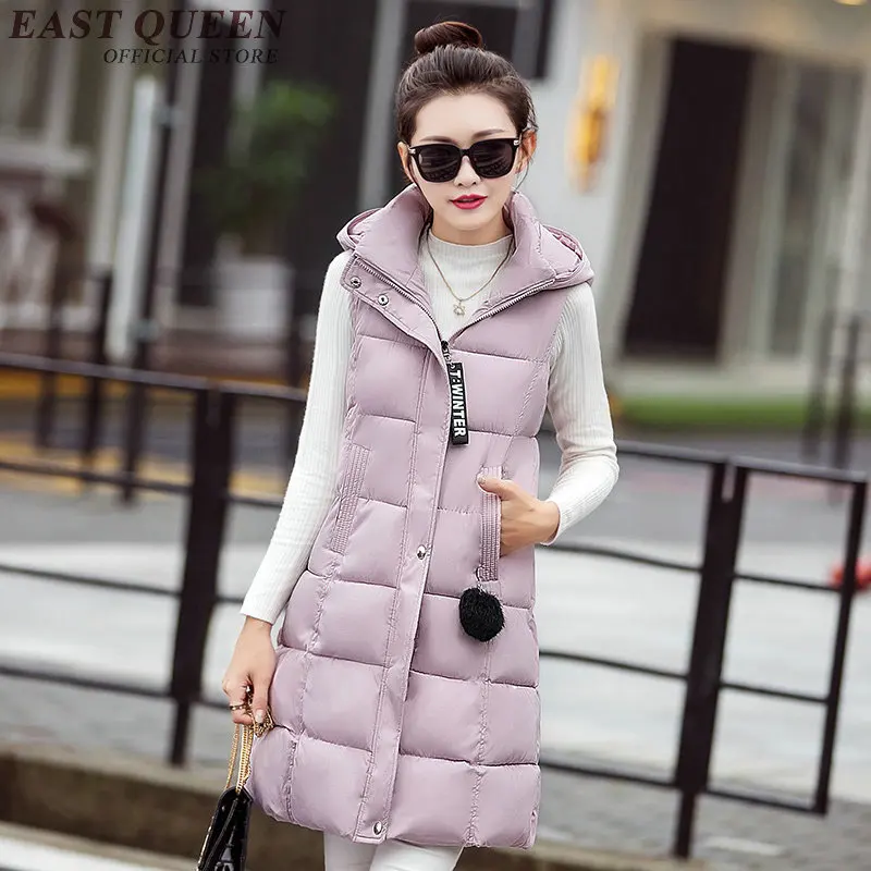 Vests women winter warm long hooded winter vest winter coat women 2018