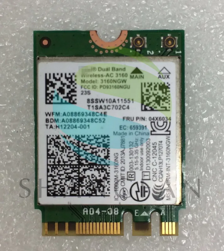 Двухдиапазонный Беспроводной постоянного/переменного 3160NGW 3160AC 3160 NGWAC NGFF 433 M+ BT4.0 Беспроводной Card FRU: 04X6034 для IBM Y40 Y50 E10-30 E455 E555