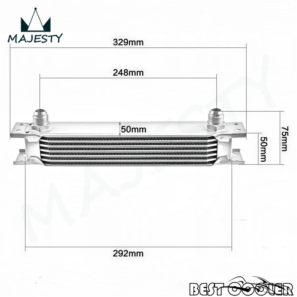

Universal Cool System Aluminum 7 Row AN10 Engine Transmission 10-AN Oil Cooler for All the Universal cars Black/Silver