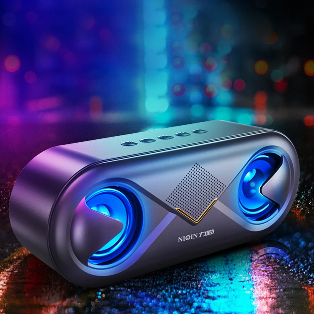 

Portable Bluetooth Speaker 4D Sound Double Horns TF Card Subwoofer Bluetooth Column Voice Prompts Handsfree USB MP3 Speaker