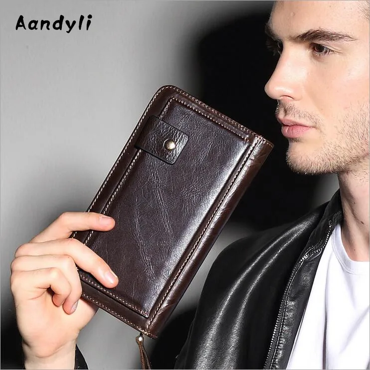 

Genuine leather Men Wallet Cowhide Men's Cion wallet Hand Bags More Screens Cell Phone package