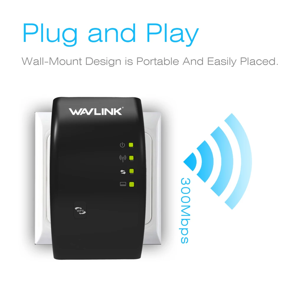 Wavlink портативный 2,4G 300 Мбит/с беспроводной Wi-Fi ретранслятор расширитель 802.11n/b/g Wifi Усилитель сигнала Усилитель Wifi диапазон белый/черный