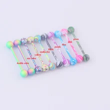 

Sellsets New Arrival Wholesale 9pcs lot Mixed Color Straight ball barbell Stainless Steel Nipple Rings Tongue Piercing Jewelry