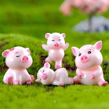 4 pçs porcos mini estatueta miniatura fada jardim decoração da casa de bonecas micro paisagem