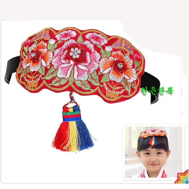 HANBOK 3 Rose Hairband Daenggi Korean Traditional Hair Accessory