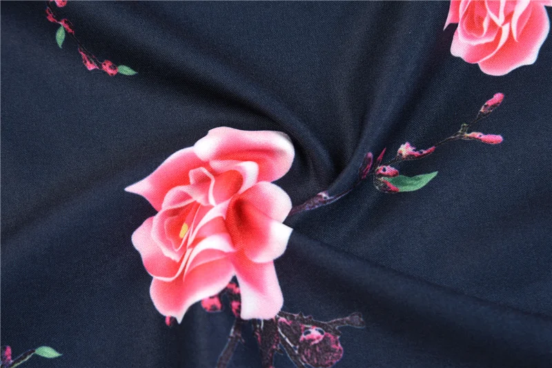 Kostlich High Quality Summer Hepburn Vintage Dress O-Neck Floral Print Dresses Women Big Swing Dress Plus Size S-2XL With Sashes (10)