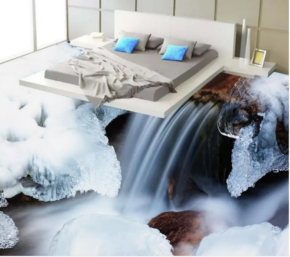 

Ice flower waterfall 3D wallpaper 3d floor murals PVC Custom Photo self-adhesive 3D floor wallpapers