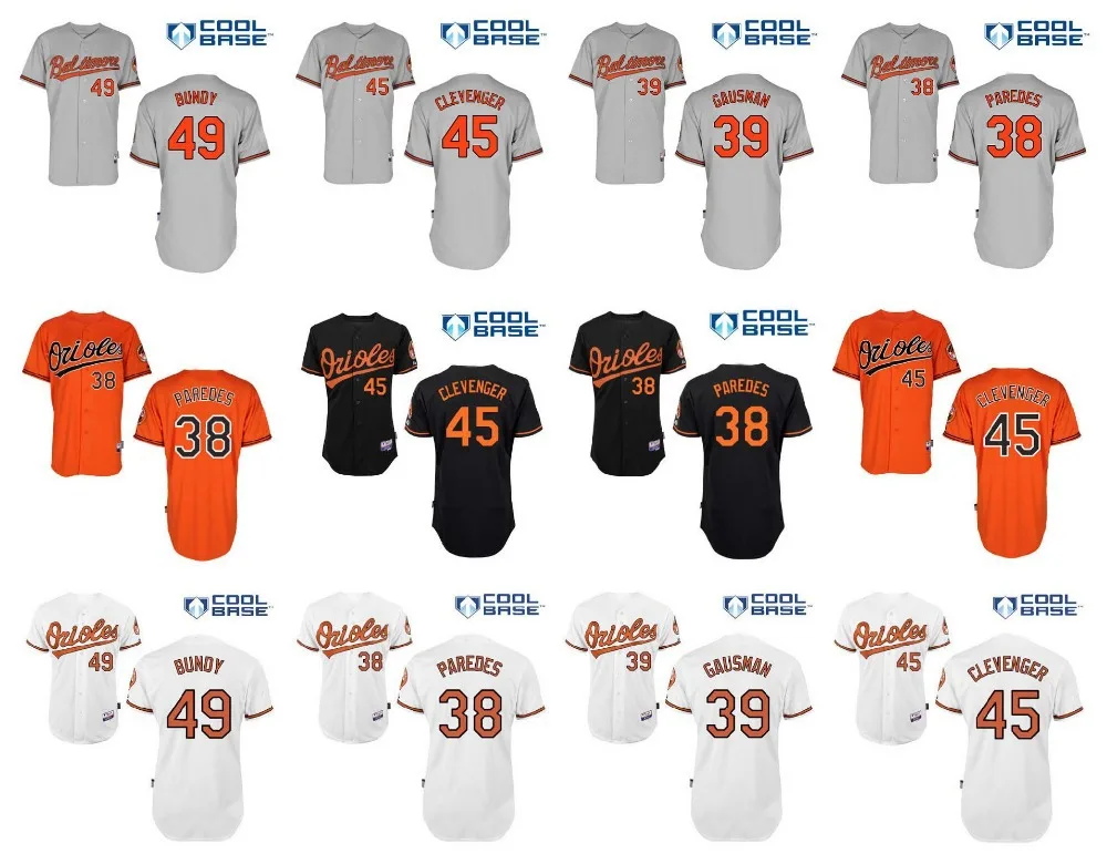 Baltimore Orioles Jersey 38 Jimmy Paredes 39 Kevin Gausman 45 Stene Clevenger 49 Dylan Bundy Stitched Cheap Baseball - Цена: 