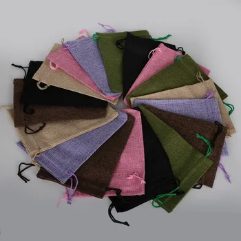 

10PCS/lot Linen Cotton Drawstring Bag Jewelry Bag Decorative Gift Pouch Product DIY Packaging Bags 13X18cm