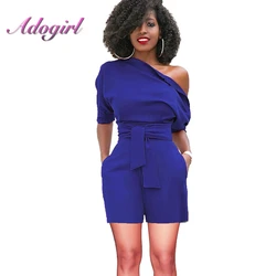 Adogirl Women's Summer Rompers Work Office One Shoulder Short Sleeve 7 Colors Bow Tie Playsuit Elegant Jumpsuit Plus Size XXL Adogirl Women's Summer Rompers Work Office One Shoulder Short Sleeve 7 Colors Bow Tie Playsuit Elegant Jumpsuit Plus Size XXL