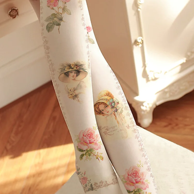 

2019 New Pantyhose Lolita New style pants 80D Rose Velvet underpants independently packaged printed silk stockings wholesalER-L7