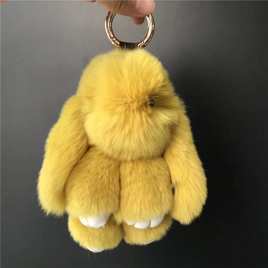 Magicfur Real Rex Rabbit Fur Bunny Ball Soft Cute Doll Yellow Frost