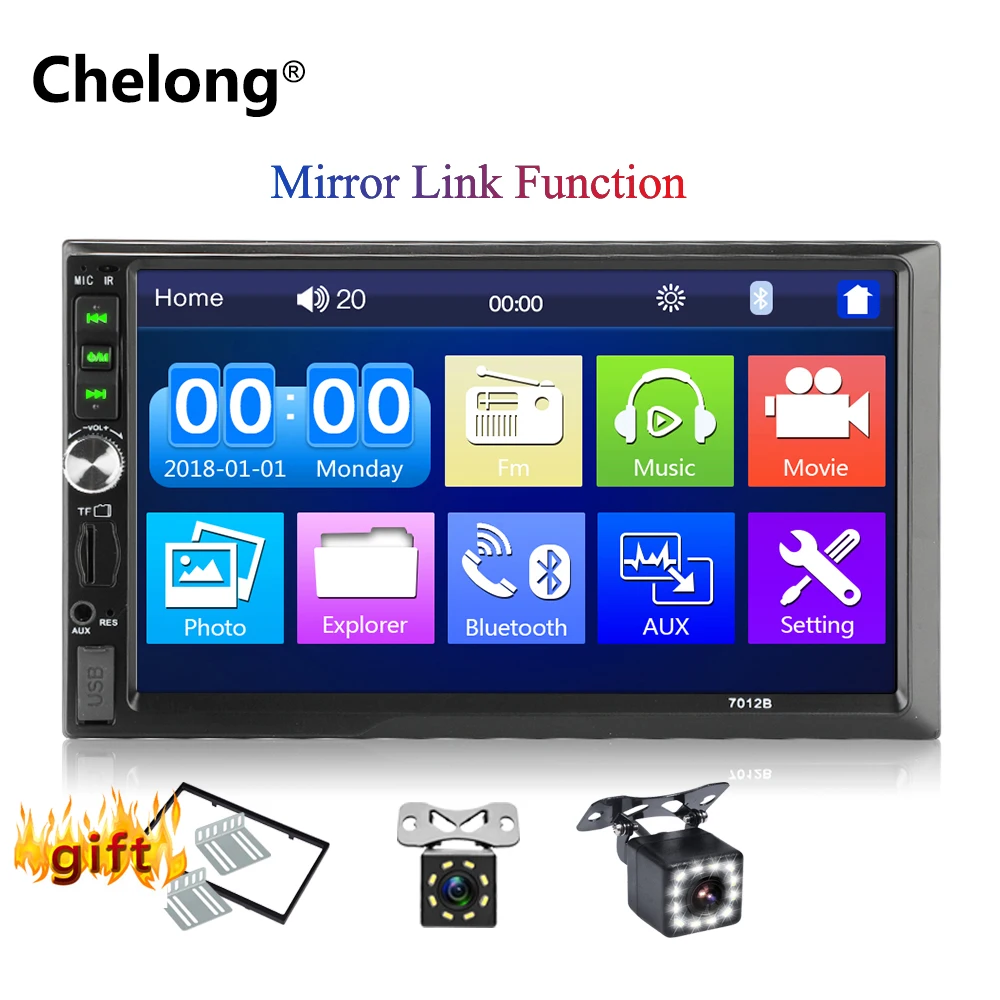 

Upgrade 7012B 2 din car radio 7" Player MP5 Touch Screen Bluetooth Multimedia Mirror Android Autoradio Car Backup camera Monitor
