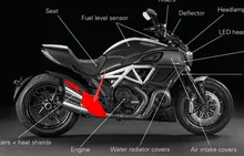 Cobertura escape Grande Para Diavel Ducati 2015 2016 Fibra De Carbono Completo 100%