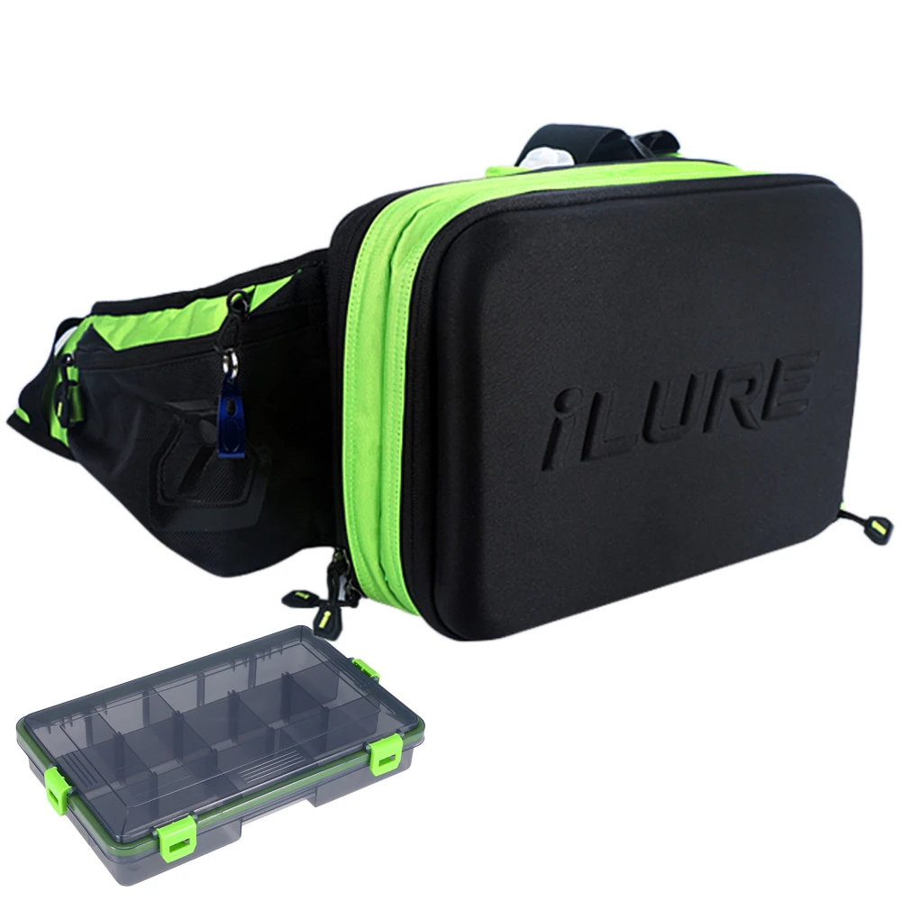 Water-resistant Fishing Tackle Storage Bag Sling Pack Outdoor Shoulder Cross Body Bag with Utility Tackle Box