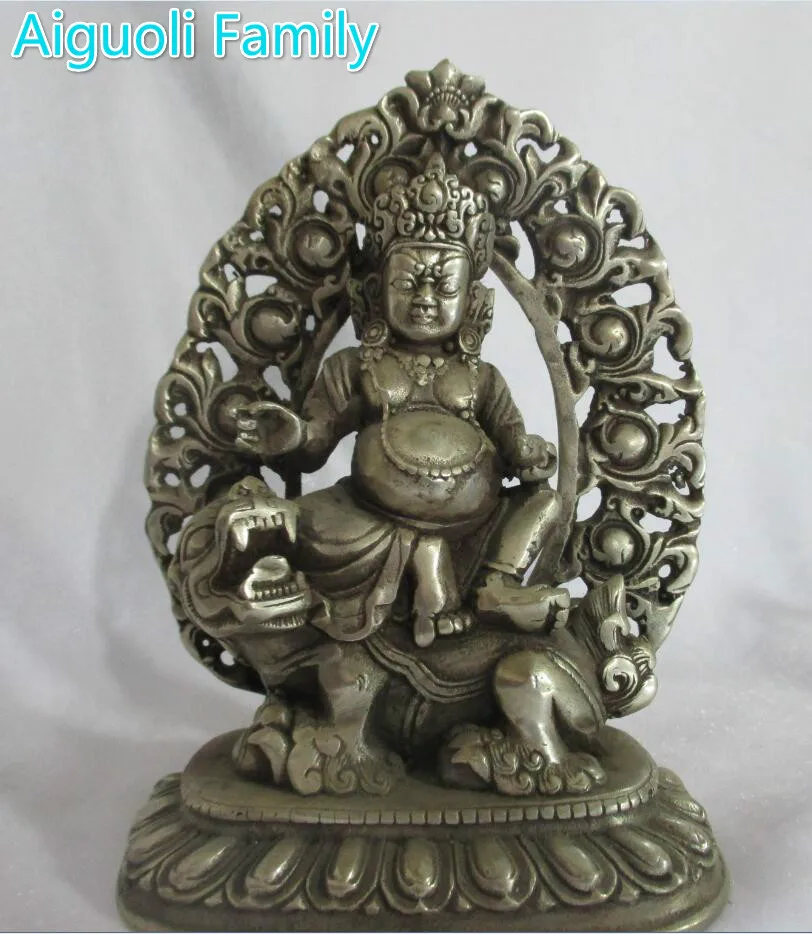 

Collectible Decorated Old Handwork Tibet Silver Carved Statue/ Buddhism Sculpture 009
