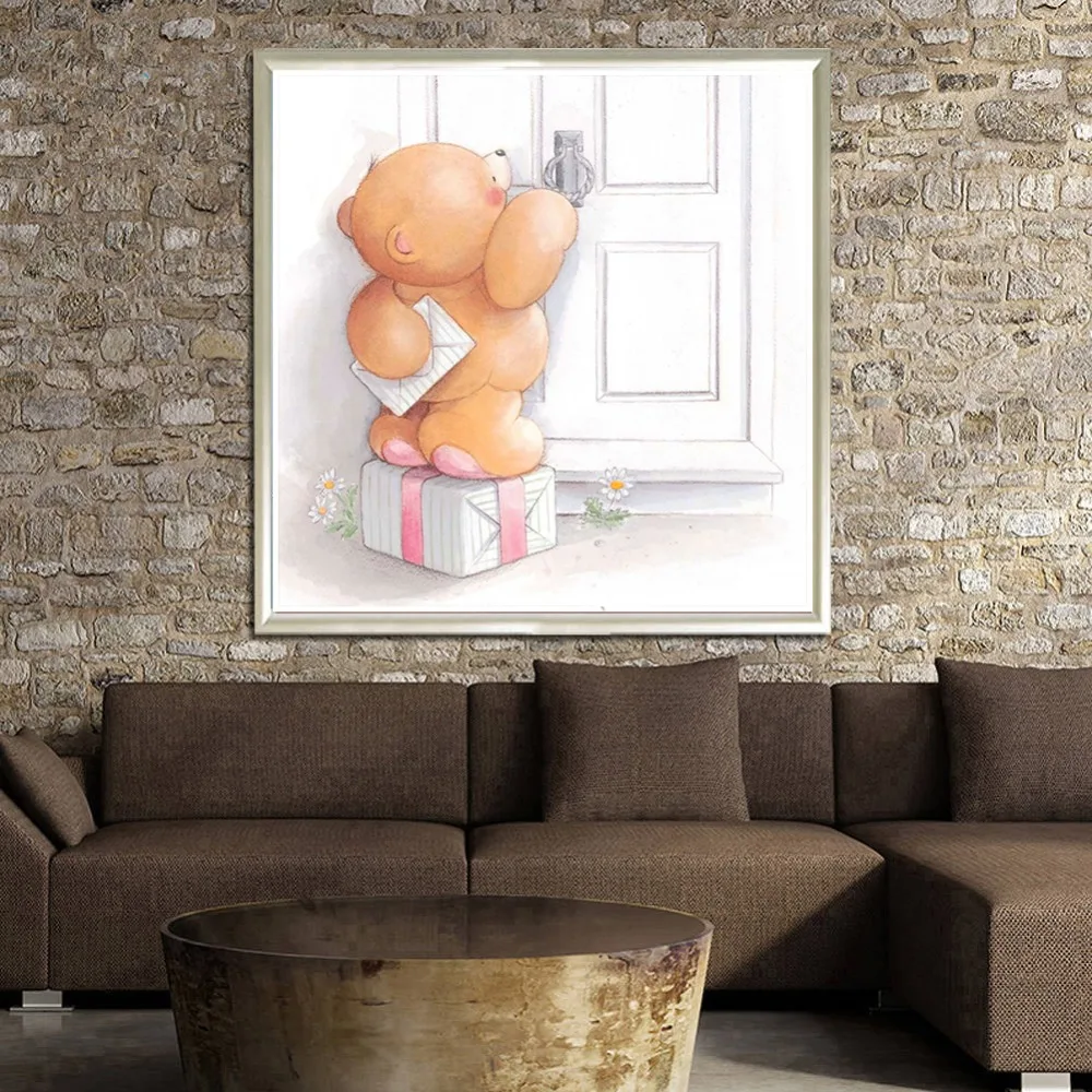 5D DIY бриллиант картина мультфильм Животные друзья навсегда медведь Стразы Вышивка крестиком Наклейка на стену домашний Декор подарок