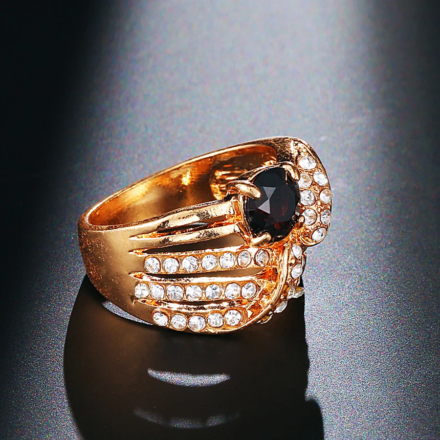 Wbmqda супер Винтажное кольцо коллекция Мода Античное золото кристалл смолы вечерние кольца для женщин Свадебные ювелирные изделия оптом