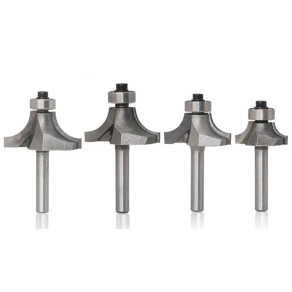 

4PCS/Set 1/4" Shank Round Corner Cutter Woodworking Milling Cutter Edge Trimmer Cutter Router Bit Wood Cutter Tools Set