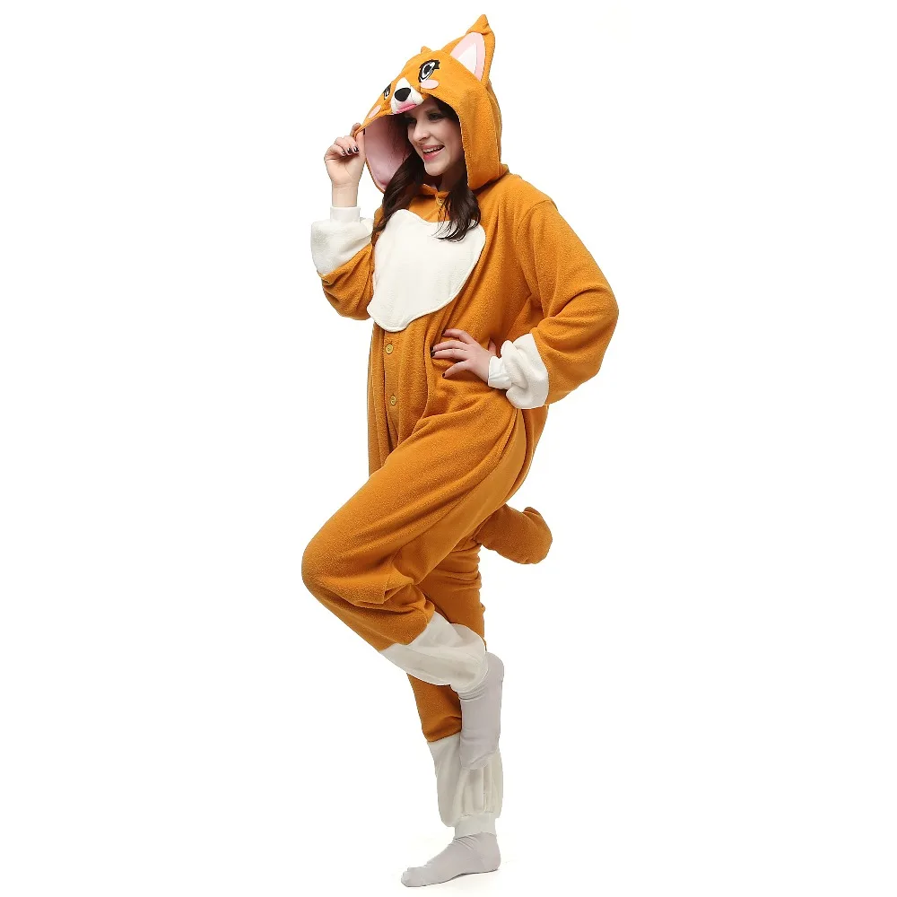 New Animal Adult Cute Corgi Dog Pajamas Footed Kigurumi Onesies Cosplay Costumes On Sale Unisex Sleepwear Christmas Gift