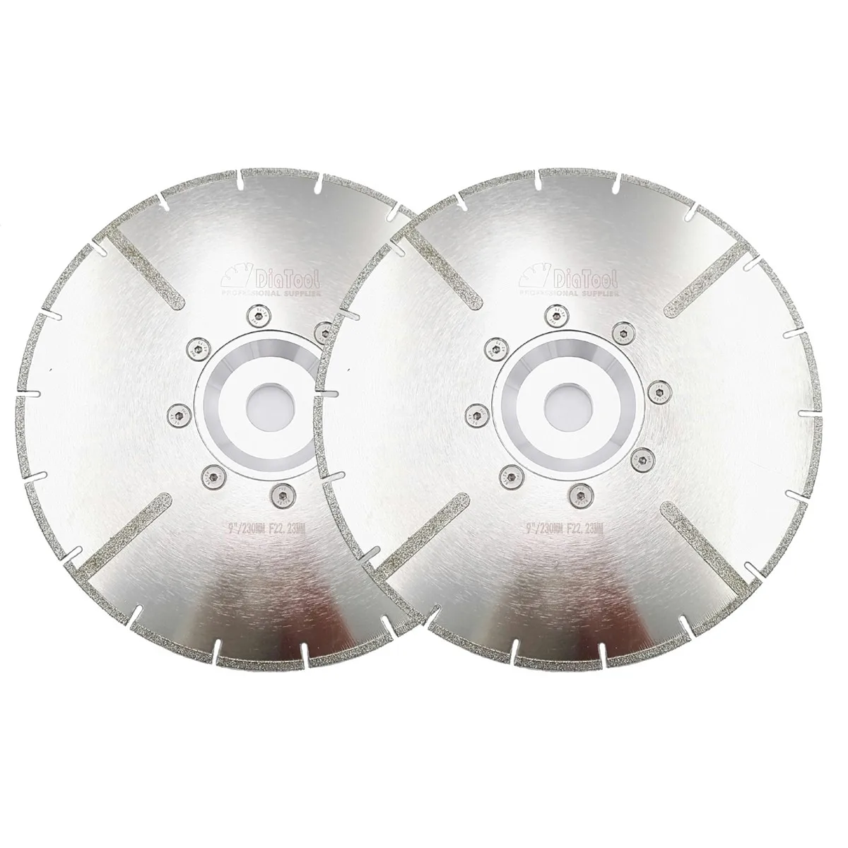 

DIATOOL 2pcs 9" Electroplated diamond cutting blade 22.23MM flange with protection 230MM reinforced diamond discs with flange
