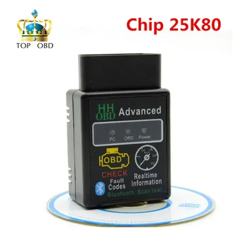 

NEW Chip 25K80 Version 1.5 ELM327 HH OBD Advanced OBDII OBD2 bluetooth adapter Mini ELM 327 Auto CAN Wireless Adapter Scanner