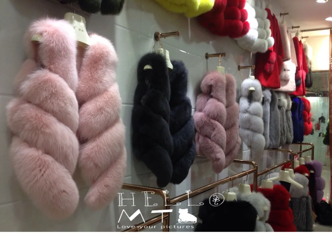 Europe New Fox Fur Vest Solid Leather Coat Imported Short Sleeveless