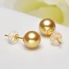 [YS] 18k joyería de perlas doradas de 5-8mm cultivadas perla Stud pendientes de diseño sencillo para las mujeres ► Foto 3/6