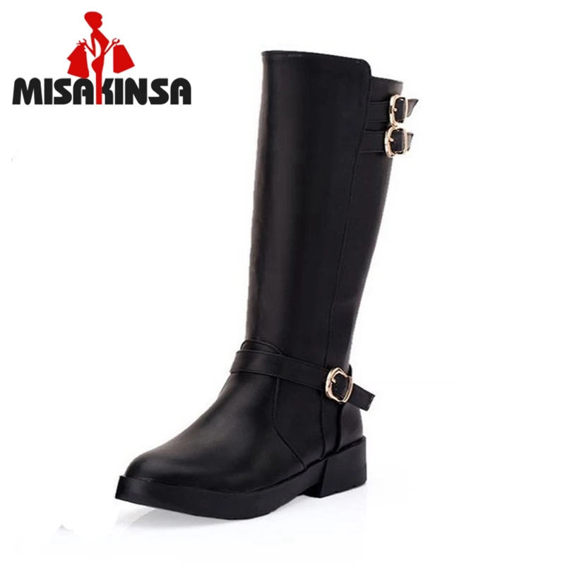 

Women Half Short Boots Flat Winter Snow Warm Mid Calf Boot Botas Buckle Riding Leisure Quality Footwear Shoes Size 34-39