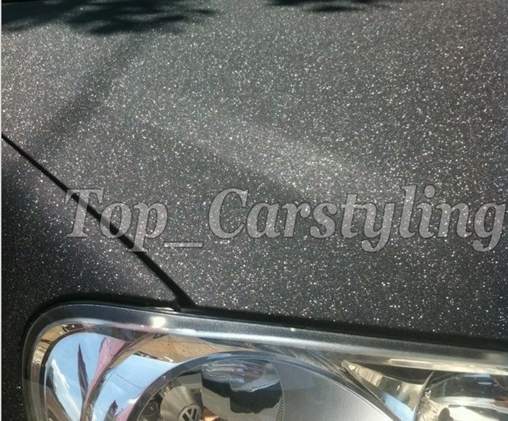Black glitter frosty vinyl car wrap film sandy 3m (4)