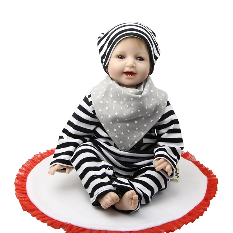 

Lifelike 22 Inch Silicone Reborn Babies Soft Realistic Smilling Baby Boy Finished Doll Toys for Kids Christmas Birthday Gift