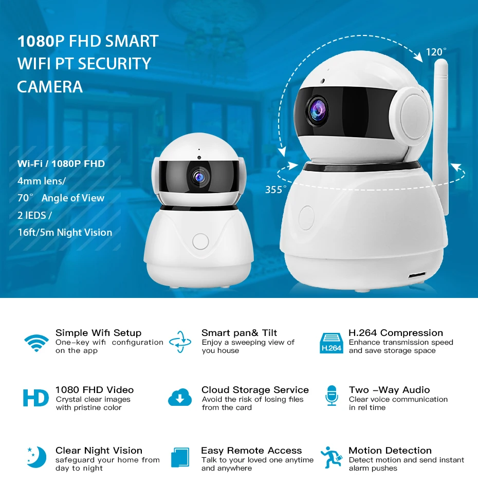 1080P wireless IP Camera Wifi Smart Mini Wireless Wifi Camera Baby Monitor WI-FI Home Security Surveillance Camera CM-QJ58 BR