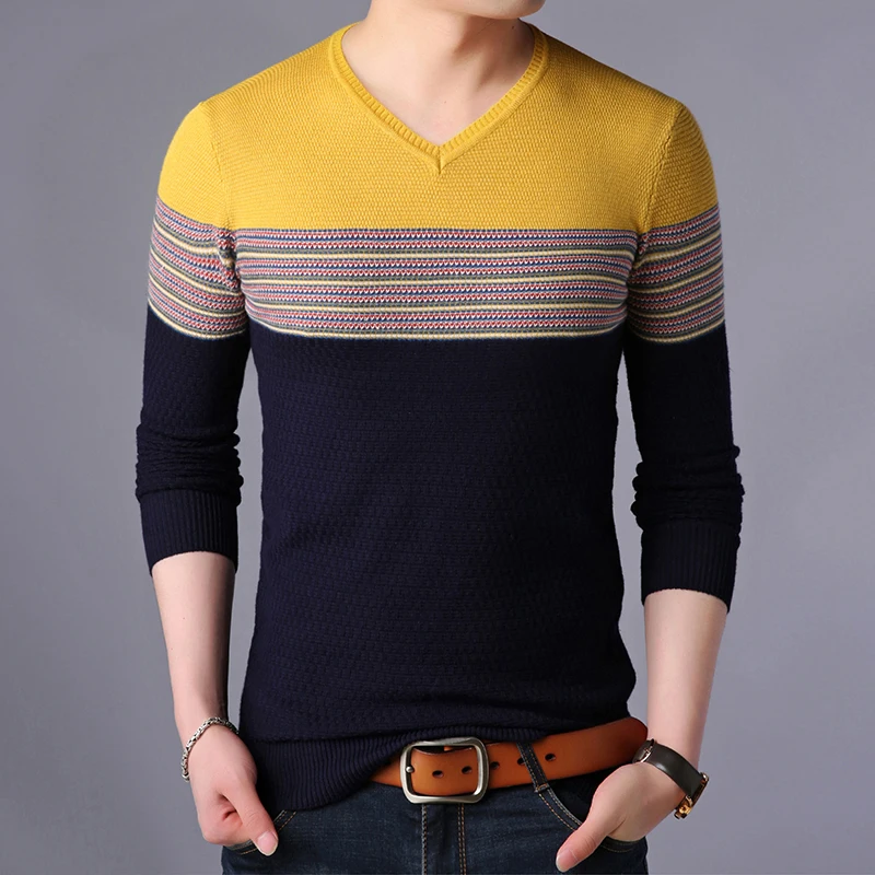 Liseaven пуловеры Для мужчин Лоскутные кашемировые свитера зима трикотажный пуловер свитер Мужская одежда