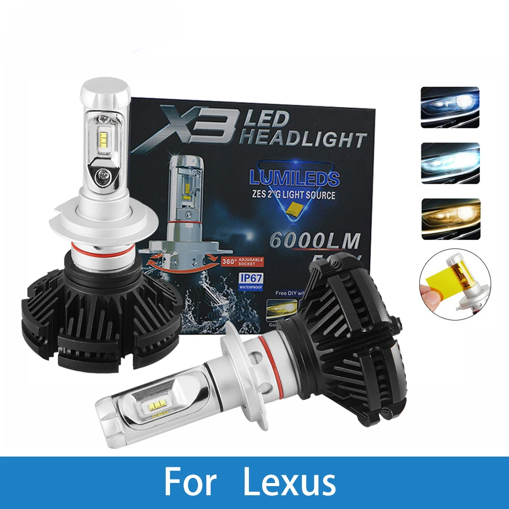 

LED Car Headlight Bulb For Lexus GS300/IS200/LS400/GX460/Rx450h/IS250/RX300 H4 H7 H11 H1 H3 9005 Led 12V 12000LM Auto Lamp