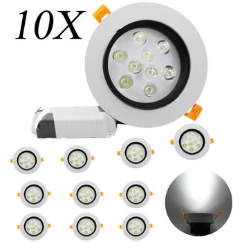 

10pcs 9W AC 85-265Vspot led Bright Ceiling LED downlight With LED Drive shell white cool warm white light For Home Lighting