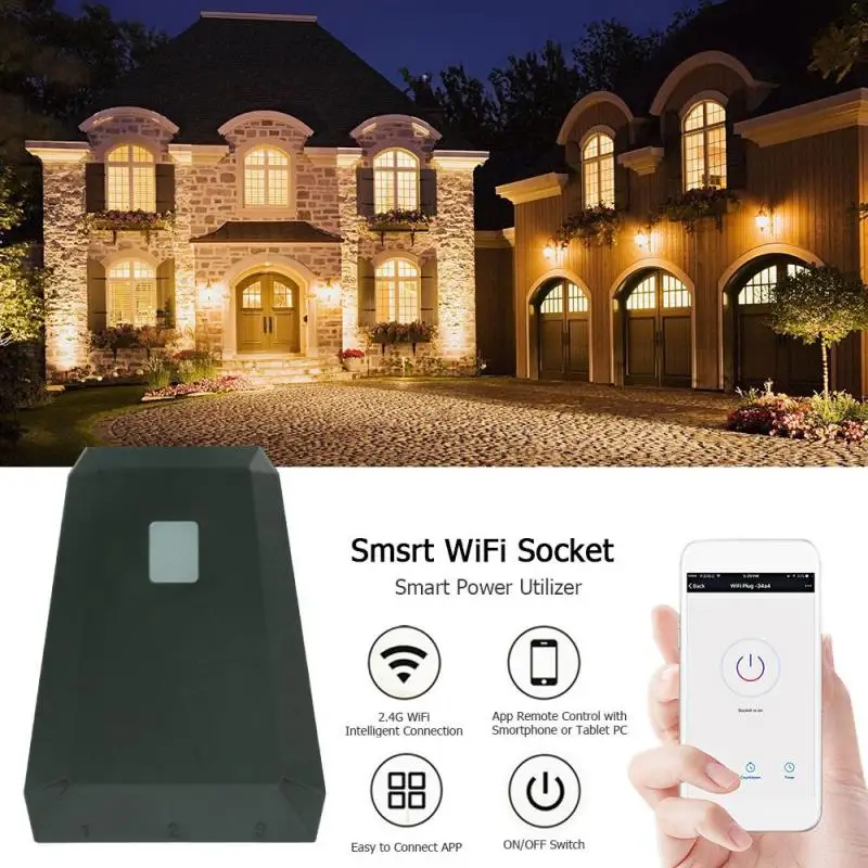 

1PC WIFI Socket Smart Wall Plug App Remote Control Appliances US Plug AC Outputs Outdoor Remote Control Outlet Switches