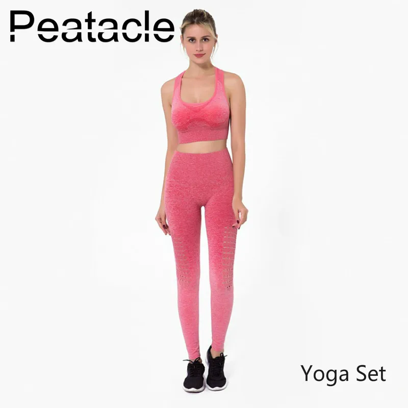 

Peatacle 2 Pieces Semless Sport Suits for Yoga Women Gym Ensemble Set Wear Bra Leggings Running Fitness Jogging Femme Workout