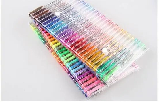 100 шт набор гелевых ручек, металлические пастельные неоновые блестки, цветная ручка для рисования, школьные канцелярские принадлежности, маркер для детей, подарки - Цвет: 100pcs