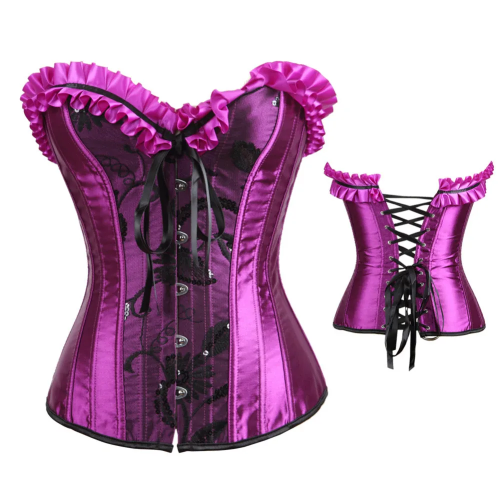 Фиолетовый Бодибилдинг сексуальный корсет с бретельками топ+ платье ladieswear талия кружева сплайсинга корсетный S-2XL танцевальный бюстье