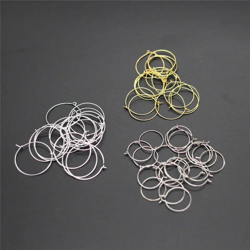 

Metal Wire Circle Hoops Earrings Loop Gold Silver for DIY Earring Jewelry Making Findings HK128