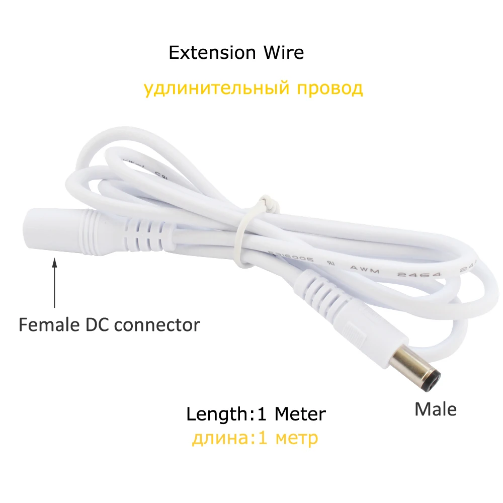Адаптер питания 12 V 1A 2A 3A светильник ing трансформатор 12 вольт светодиодный драйвер AC 110V 220V to DC 12 V блок питания для светодиодных лент светильник - Цвет: White Extension Wire