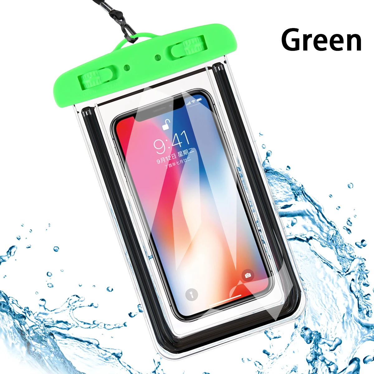Светящийся водонепроницаемый чехол для телефона прозрачный ПВХ герметичный подводный сотовый смартфон плавательный Чехол Подушка безопасности плавающие сумки Горячая Распродажа - Цвет: Зеленый