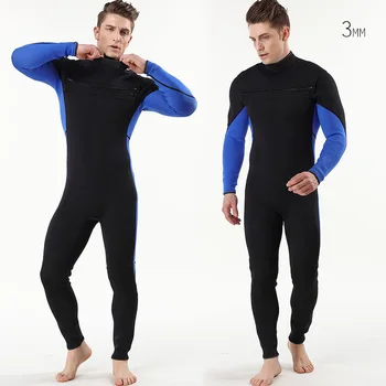 

3mm new full black front open zipper surf suit for cold and warm conjoined men's diving suit