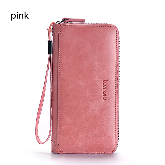 Роскошные женские кошельки из натуральной кожи, новинка, высокое качество, женский кошелек, держатель для карт, длинный клатч, кошелек для денег, кошелек для Iphone - Цвет: pink