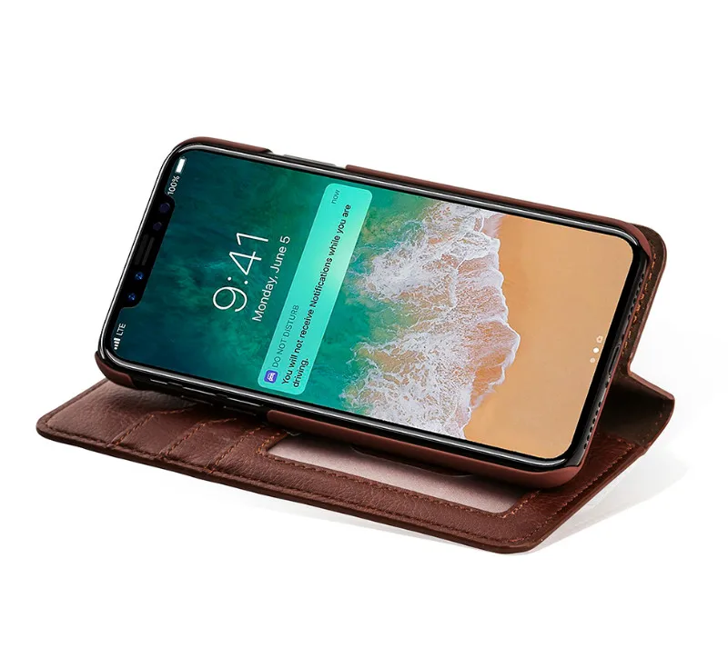 For Iphone XR Case Dark Brown Coque For Iphone X XS Max Luxury Cases With Card Slots Shell Covers For Iphone 8 8plus 7 6S x 10 (5)
