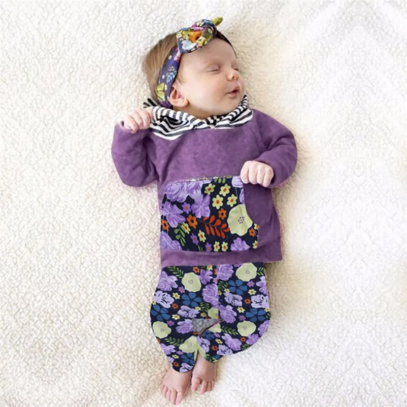 sweet !! amazing purple floral baby girls clothes sets cute clothes for baby good quality kids vetement enfant fille 4ST25