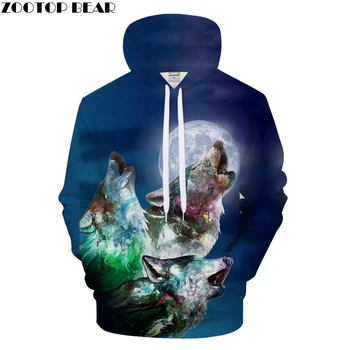 

Night Sky Wolf Hoodies Men 3D Sweatshirts Harajuku Hoody Quality Pullover Streatwear Tracksuits 6XL Moon Drop ship ZOOTOP BEAR