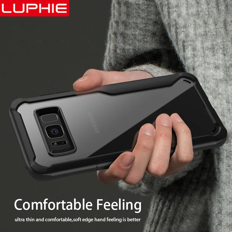 LUPHIE Shockproof Case For Samsung Galaxy S10 S9 S8 Plus Note 8 9 Transparent Case Cover For Samsung A8 A6 Plus 2018 Armor Case